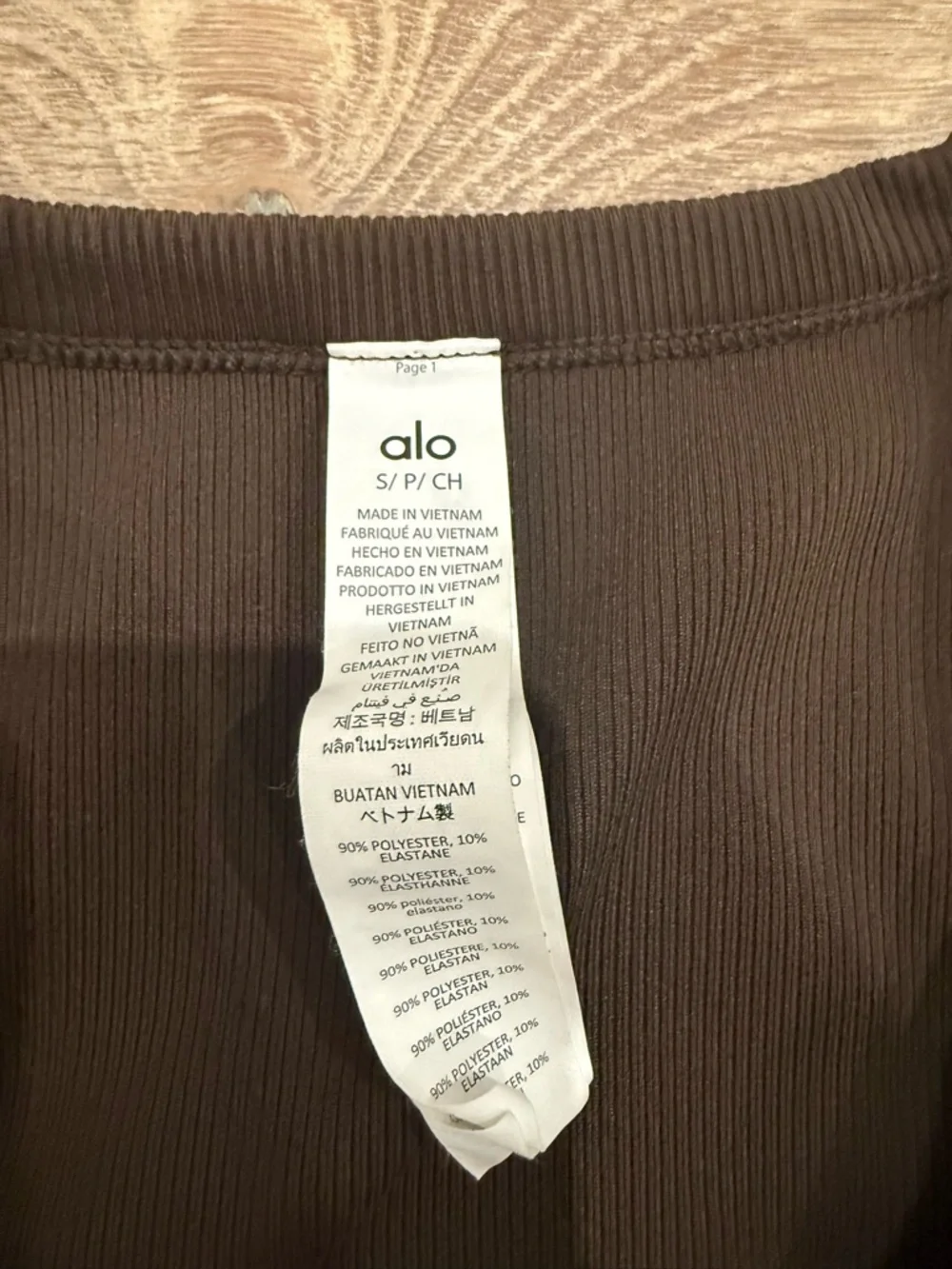 Alo Ribbed Racerback Crop Tank - Chocolate - Picture 3 of 3